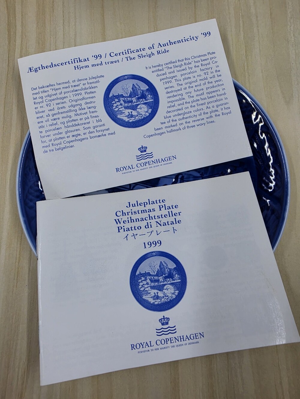 Royal Copenhagen 1999 The Sleigh Ride Annual Christmas Plate Denmark - Picture 2 of 8